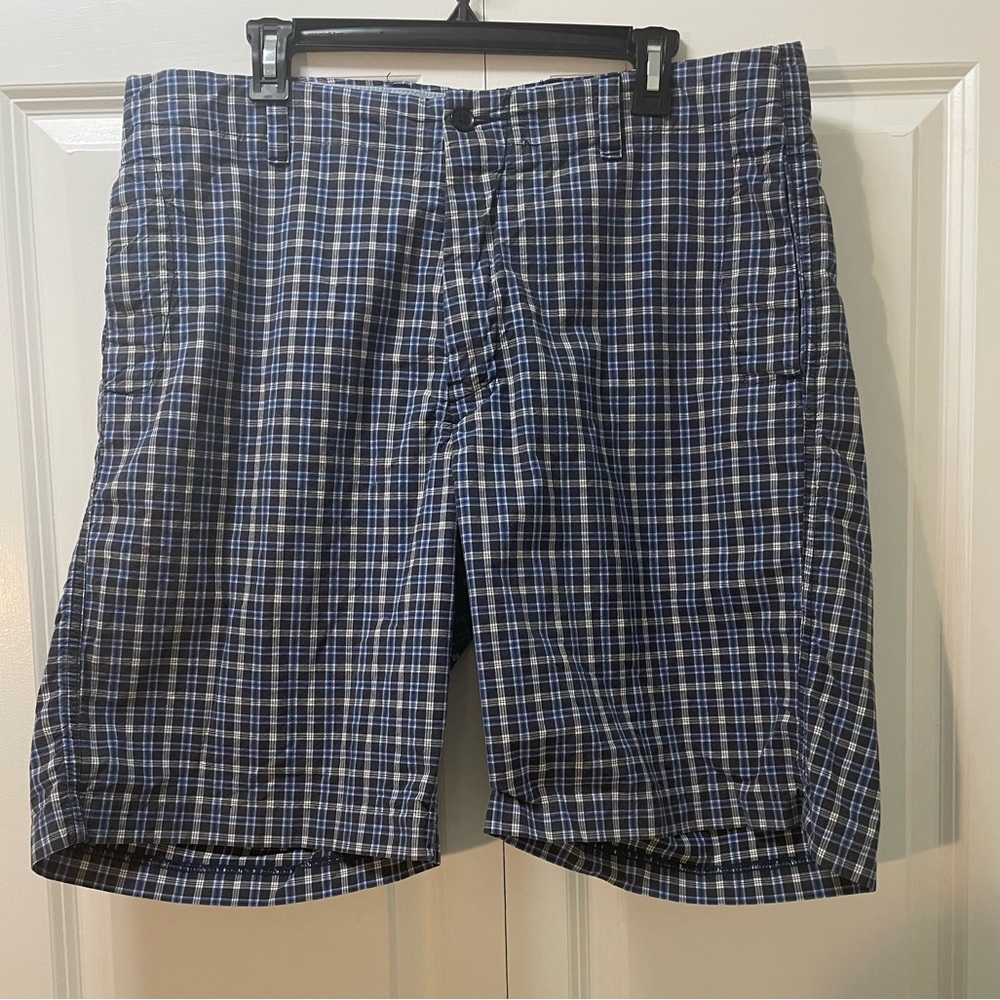 Men’s Nautica Brand Waist 36 Blue and White Plaid Preppy Cotton Shorts